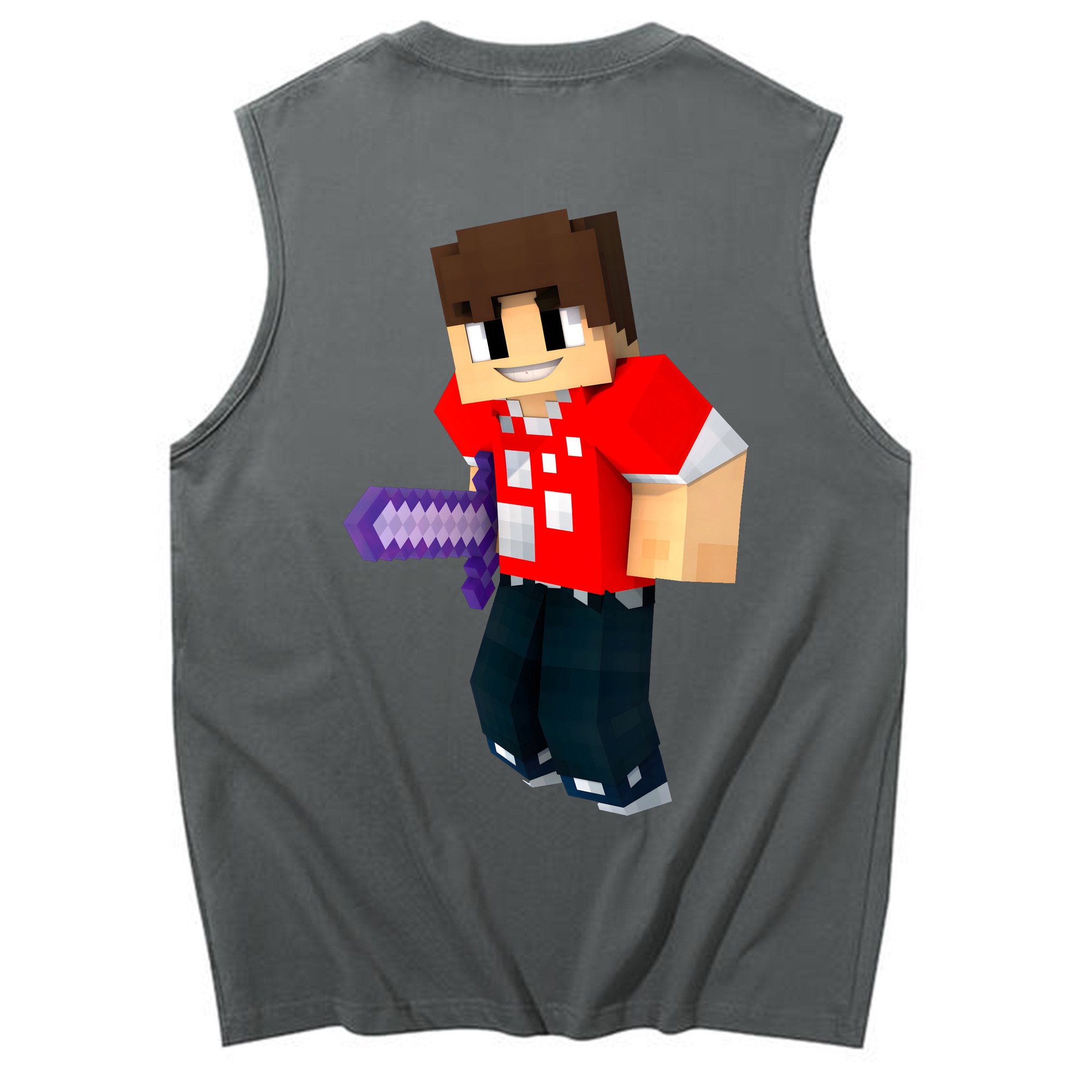 （画像用） マインクラフト ブロックの世界 Minecraft MC Block world コットン100％タンクトップ（背面プリント）
